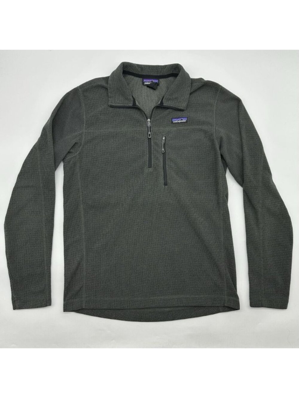 Patagonia M’s Oakes Men's Size Medium Gray Textured Fleece 1/4 Zip Pullover